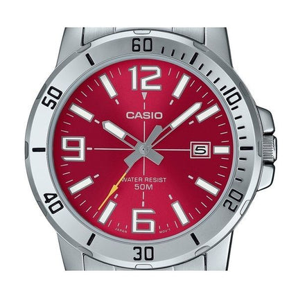 Casio Standard Analog rustfrit stål rød skive Quartz MTP-VD01D-4BV herreur