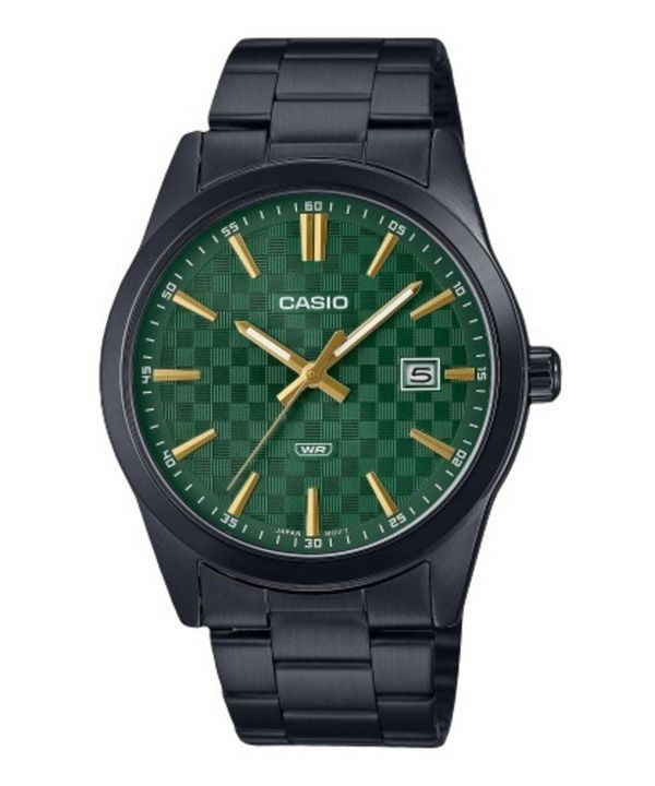 Casio Standard Analog Ion Belagt rustfrit stål Grøn skive Quartz MTP-VD03B-3A herreur