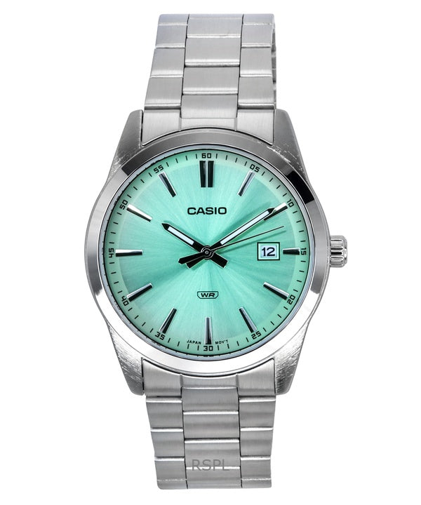 Casio Standard Analog rustfrit stål Mintgrøn skive Quartz MTP-VD03D-3A2 herreur