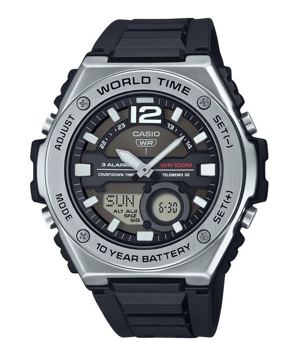 Casio Standard Analog Digital Resin Rem Black Dial Quartz MWQ-100-1AV 100M herreur