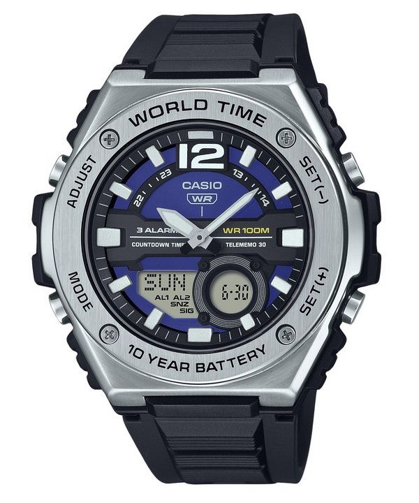 Casio Standard Analog Digital Resin Rem Blue Dial Quartz MWQ-100-2AV 100M herreur