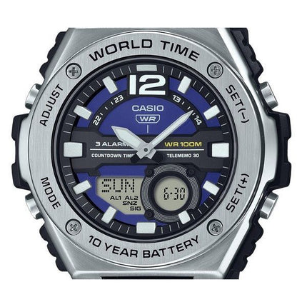 Casio Standard Analog Digital Resin Rem Blue Dial Quartz MWQ-100-2AV 100M herreur