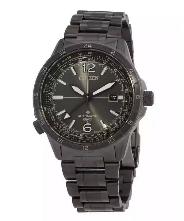 Citizen Promaster Air GMT rustfrit stål sort skive automatisk NB6045-51H 200M herre pilotur