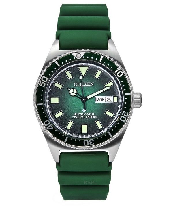 Citizen Promaster polyurethanrem Green Dial Automatic Diver&#39,s NY0121-09X 200M herreur