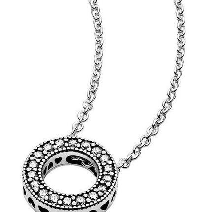 Pandora Logo Pave Circle Collier halskæde 397436CZ-45 til kvinder