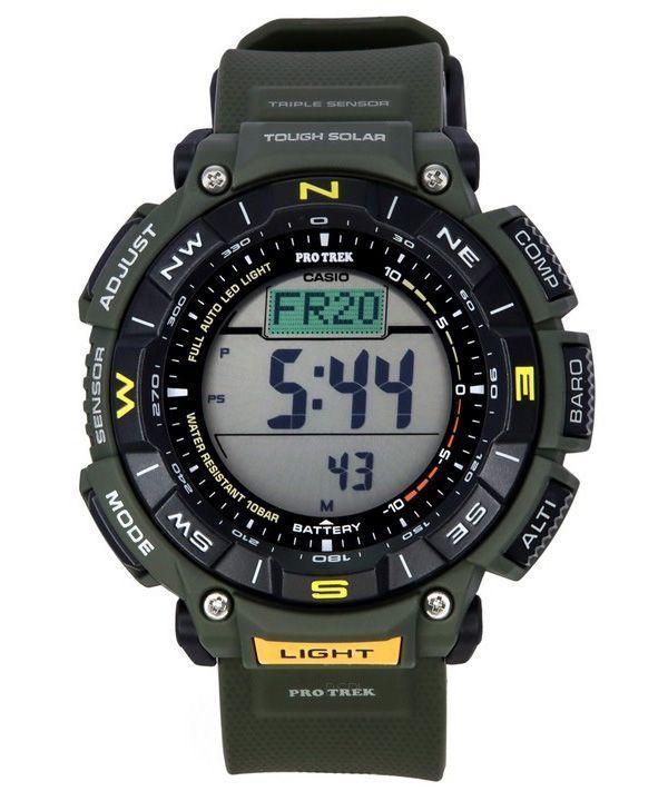 Casio Pro Trek Digital Green Bio Based Resin Strap Tough Solar PRG-340-3 100M herreur