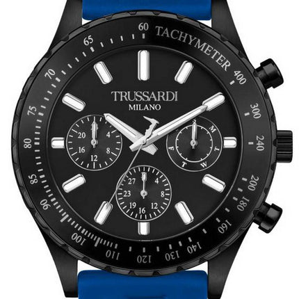 Trussardi T-Logo Tachymeter Black Dial Silicon Strap Quartz R2451148001 Herreur