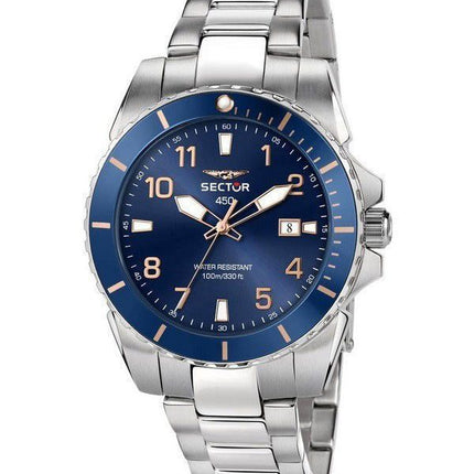 Sector 450 Dato og klokkeslæt Rustfrit stål Blue Dial Quartz R3253276010 100M herreur