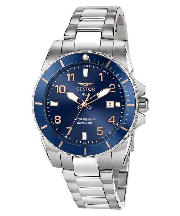 Sector 450 Dato og klokkeslæt Rustfrit stål Blue Dial Quartz R3253276010 100M herreur