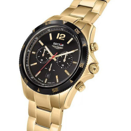 Sector 650 Chronograph Gold Tone Rustfrit Steel Black Dial Quartz R3273631002 100M herreur