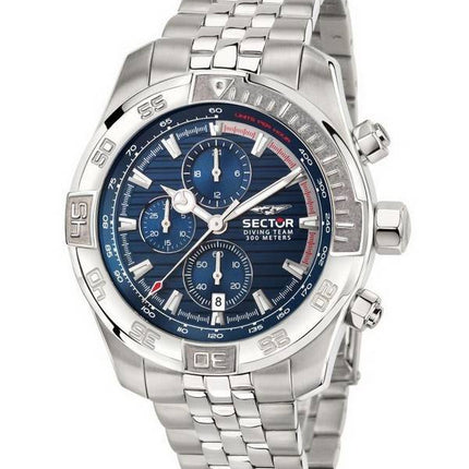 Sector Diving Team Chronograph Blue Dial Rustfrit stÃ¥l Diver&#39,s Quartz R3273635001 300M herreur