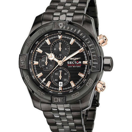 Sector Diving Team Chronograph Black Dial Quartz Diver&#39,s R3273635003 300M herreur