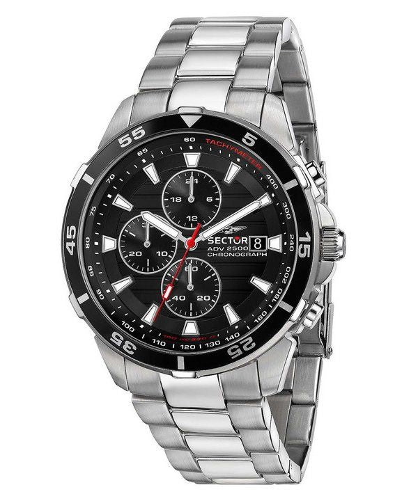 Sector ADV2500 Chronograph Rustfrit Stål Black Dial Quartz R3273643003 100M herreur