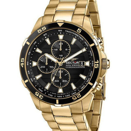 Sector ADV2500 Chronograph Gold Tone Rustfrit Steel Black Dial Quartz R3273643008 100M herreur