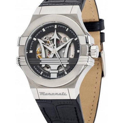 Maserati Potenza Læderrem Skeleton Black Dial Automatisk R8821108038 100M herreur