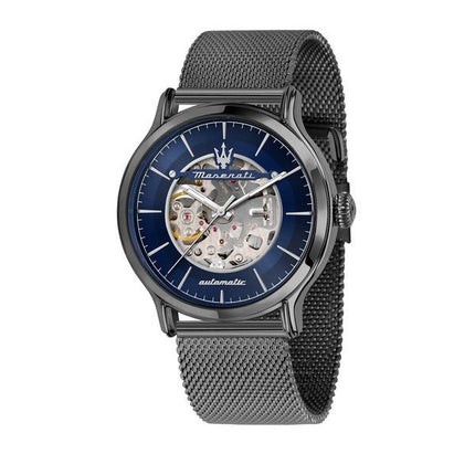 Maserati Epoca rustfrit stål mesh armbånd blå skelet urskive automatisk R8823118012 100M herreur