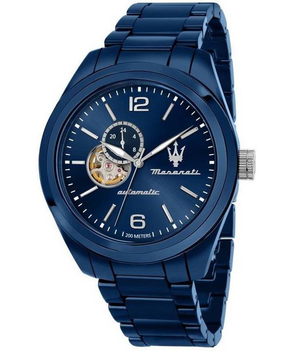 Maserati Traguardo Ceramic Open Heart Blue Dial Automatisk dykker R8823150002 200M herreur