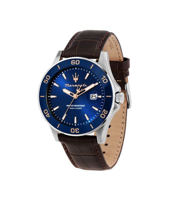 Maserati Competizione læderrem Blue Dial Quartz R8851100004 100M herreur