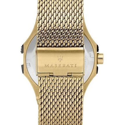 Maserati Potenza Gold Tone rustfrit stål Black Dial Quartz R8853108006 100M herreur