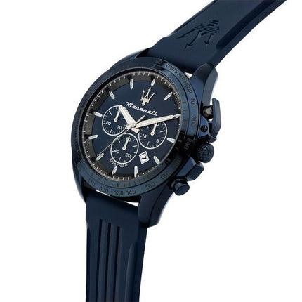 Maserati Traguardo Limited Edition Chronograph gummirem Blue Dial Quartz R8871612042 100M herreur