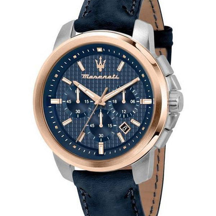 Maserati Successo Chronograph læderrem Blue Dial Quartz R8871621015 Herreur