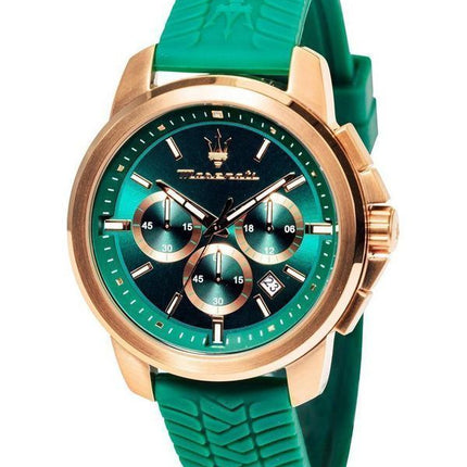 Maserati Successo Lifestyle Chronograph Gummirem Grøn Urskive Quartz R8871621038 Herreur