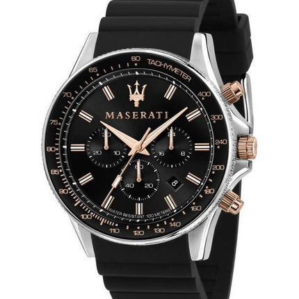 Maserati Sfida Chronograph Silikonerem Black Dial Quartz R8871640002 100M herreur