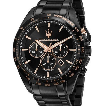 Maserati Traguardo Chronograph Rustfrit stål Black Dial Quartz R8873612048 100M herreur