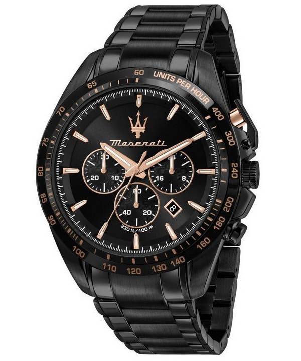 Maserati Traguardo Chronograph Rustfrit stål Black Dial Quartz R8873612048 100M herreur