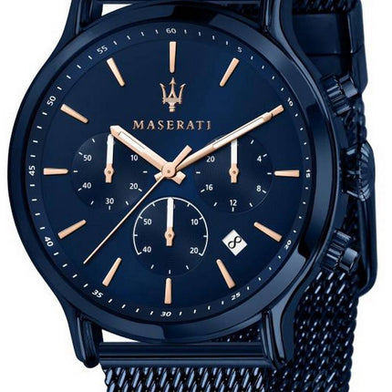 Maserati Successo Chronograph Blue Dial rustfrit stÃ¥l Solar R8873645004 herreur