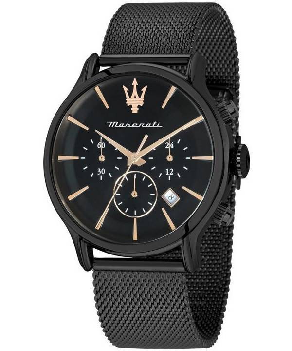 Maserati Epoca Chronograph Rustfrit stål Black Dial Quartz R8873618013 100M herreur