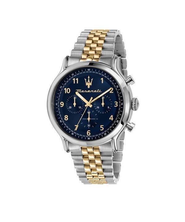 Maserati Epoca Limited Edition Chronograph Two Tone Rustfrit Steel Blue Dial Quartz R8873618030 100M herreur