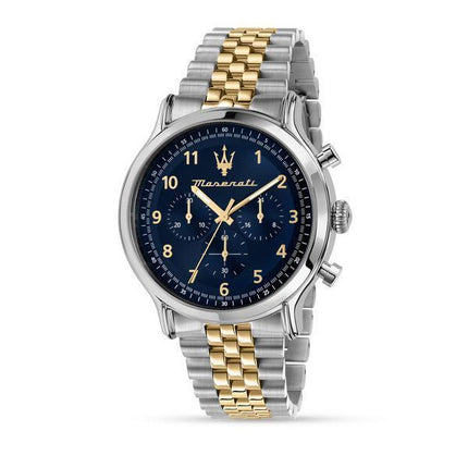 Maserati Epoca Limited Edition Chronograph Two Tone Rustfrit Steel Blue Dial Quartz R8873618030 100M herreur