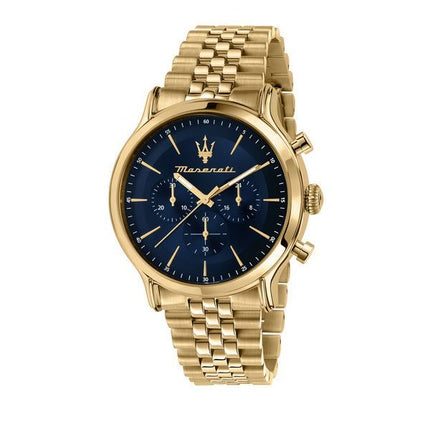 Maserati Epoca Limited Edition Chronograph Gold Tone Rustfri Blue Dial Quartz R8873618031 100M herreur