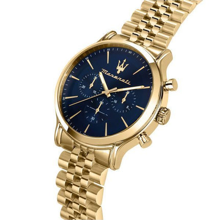 Maserati Epoca Limited Edition Chronograph Gold Tone Rustfri Blue Dial Quartz R8873618031 100M herreur