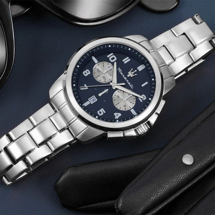 Maserati Successo Limited Edition Chronograph rustfrit stål Blue Dial Quartz R8873621029 Herreur