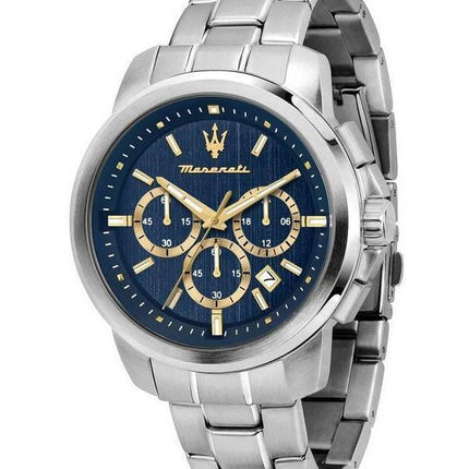 Maserati Successo Chronograph rustfrit stål blå skive kvarts R8873621038 herreur