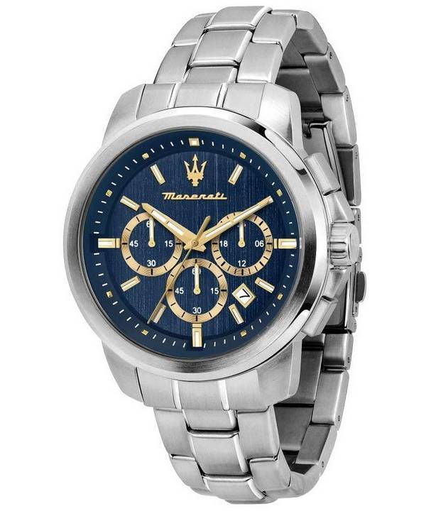 Maserati Successo Chronograph rustfrit stål blå skive kvarts R8873621038 herreur