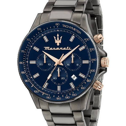 Maserati Sfida Chronograph rustfrit stål blå skive kvarts R8873640001 100M herreur