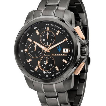 Maserati Successo Chronograph rustfrit stål sort skive Solar R8873645001 herreur