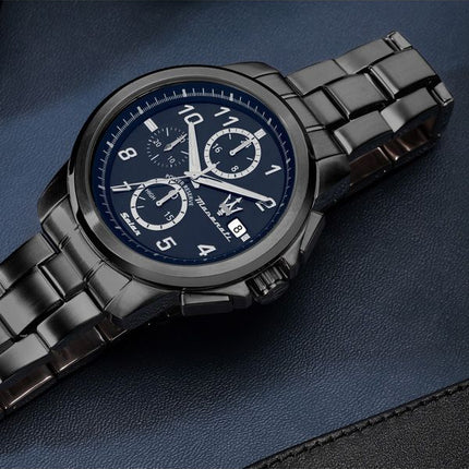 Maserati Successo Limited Edition Chronograph Rustfrit stål Blue Dial Solar R8873645006 Herreur