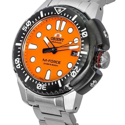 Orient M-Force AC0L Sports Rustfrit Stål Orange Urskive Automatisk dykkers RA-AC0L08Y00B 200M herreur