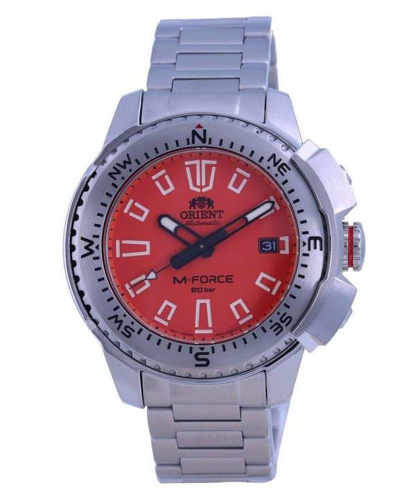 Orient M-Force Orange urskive Rustfrit stÃ¥l Automatisk dykker RA-AC0N02Y10B 200M Herreur