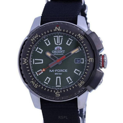 Orient M-Force grÃ¸n urskive rustfrit stÃ¥l Automatisk dykker RA-AC0N03E10B 200M Herreur