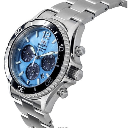 Orient Sports Chronograph Rustfrit stål Sky Blue Dial Quartz Diver&#39,s RA-TX0206L 200M herreur