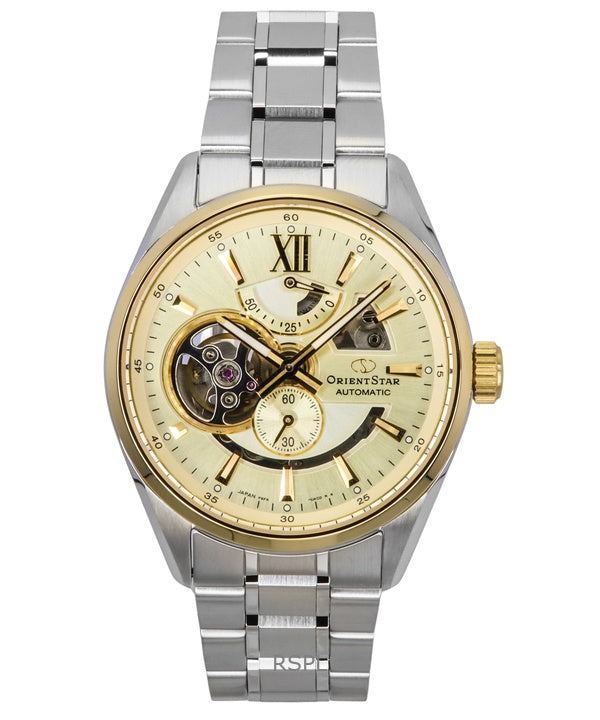 Orient Star Contemporary Rustfrit Stål Skeleton Champagne Urskive Automatisk RE-AV0124G 100M herreur