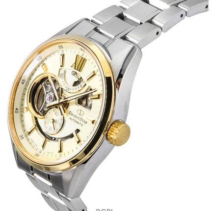 Orient Star Contemporary Rustfrit Stål Skeleton Champagne Urskive Automatisk RE-AV0124G 100M herreur