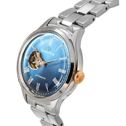 Orient Star Classic Limited Edition Open Heart Blue Dial Automatisk RE-ND0019L00B dameur med ekstra rem