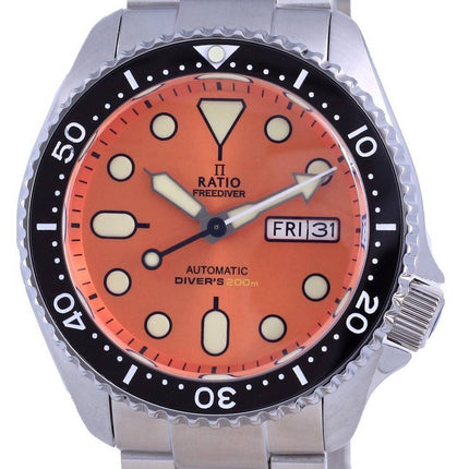 Ratio FreeDiver Orange urskive Rustfrit stÃ¥l Automatisk RTA114 200M Herreur