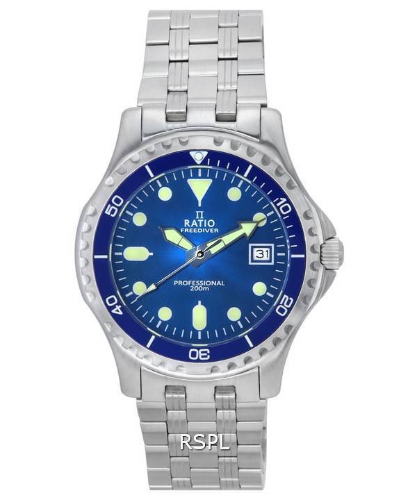 Ratio FreeDiver Professional Sapphire Blue Sunray Dial Kvarts RTF007 200M herreur